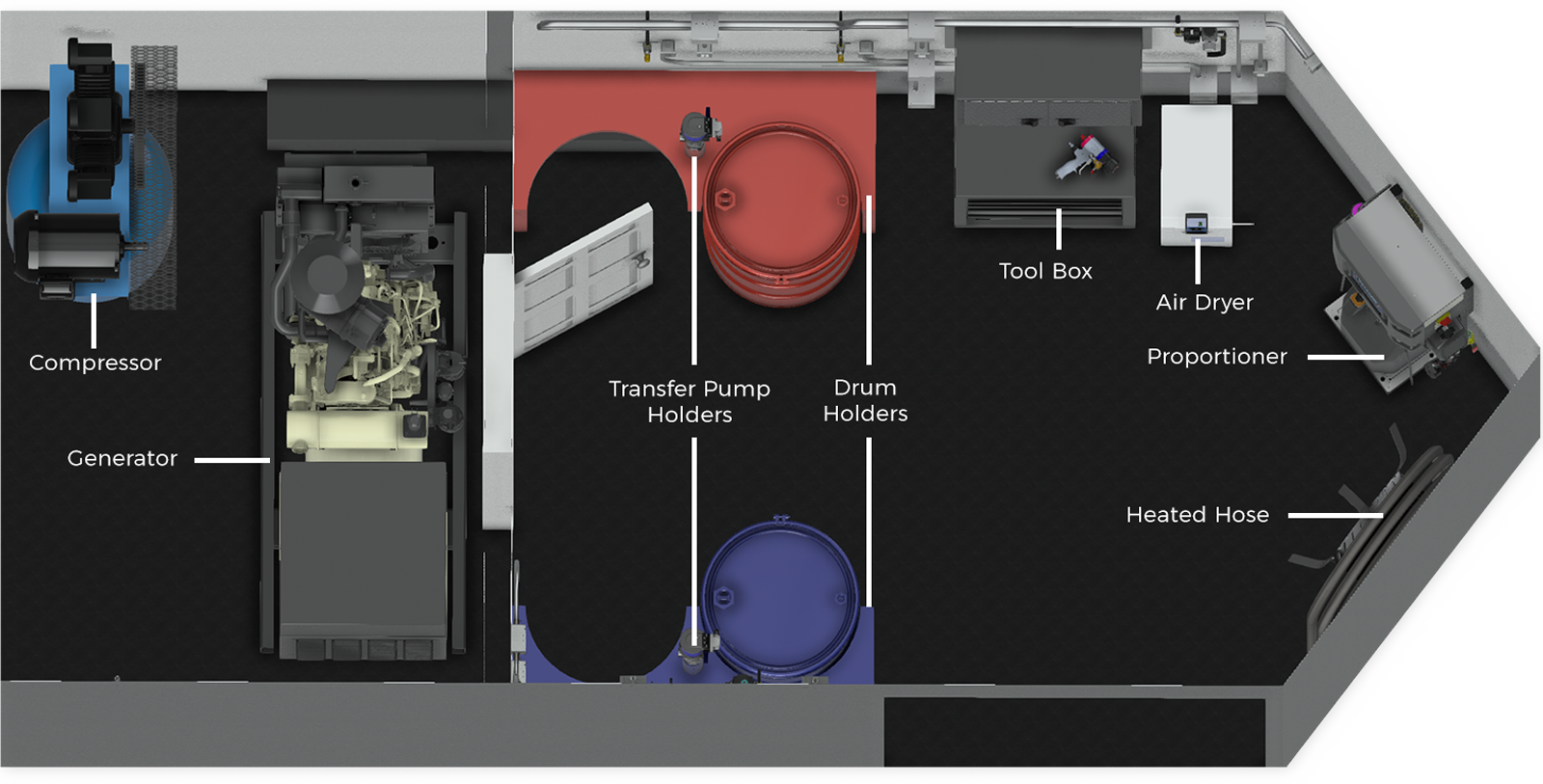 Spray foam rig interior rendering